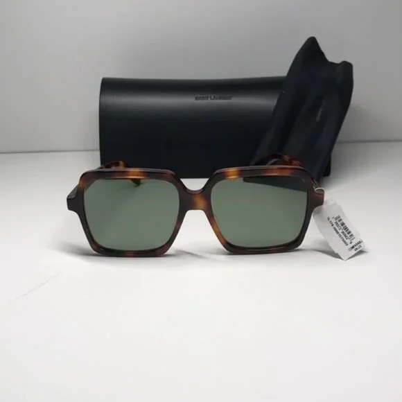 New Authentic Tortoise Square Sunglasses with Black Case SL 174 002 - Picture 1 of 11